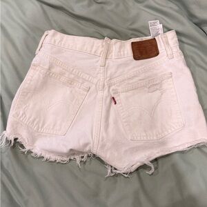 Levi's white mid rise Jean Shorts